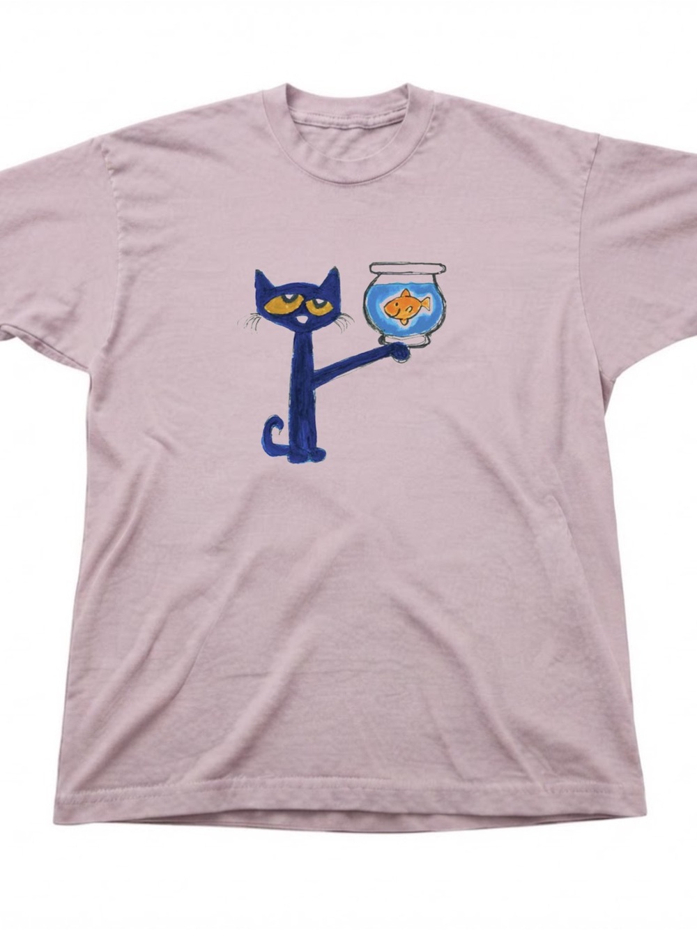 Cute Cat With Fish Graphic Tee Casual Gildan T-shirt